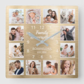 Familie is alles-prijsopgave Foto Gold Vierkante Klok (Voorkant)