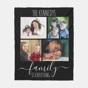 Familie is Alles Quote 4 Foto Collage Black Fleece Deken