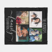 Familie is Alles Quote 4 Foto Collage Black Fleece Deken (Voorkant (Horizontaal))