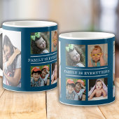 Familie is alles Quote 6 Fotocollage Blauw Koffiemok