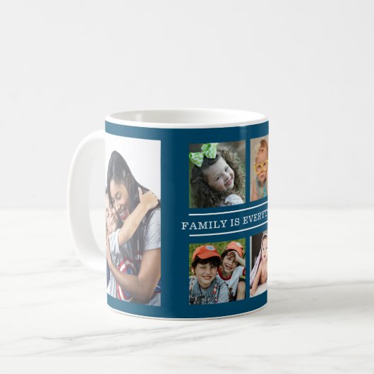 Familie is alles Quote 6 Fotocollage Blauw Koffiemok (Voorkant links)