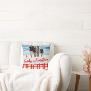 Familie is alles Red Plaid Sierkussen