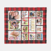 Familie is alles rood zwart geruite fotocollage fleece deken (Voorkant (Horizontaal))