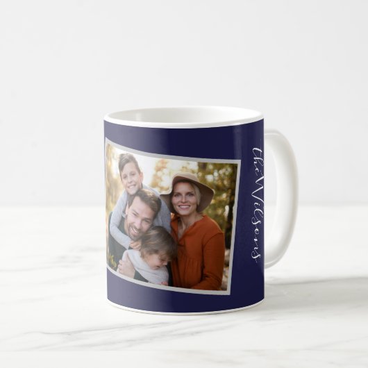 familie is alles wat een modern elegant fotocadeau koffiemok (Voorkant rechts)