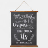 Familie is de Compass Faux Chalkboard Hangend Wandkleed (Voorkant)