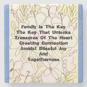 Familie is de sleutel stenen onderzetter