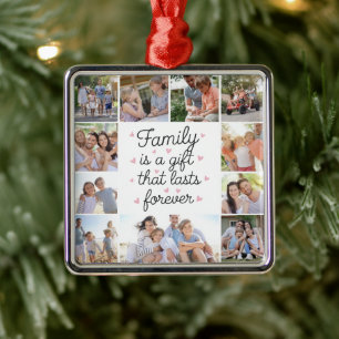 Familie is een geschenk 10 Fotocollage Metalen Ornament