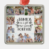 Familie is een geschenk 10 Fotocollage Metalen Ornament (Voorkant)