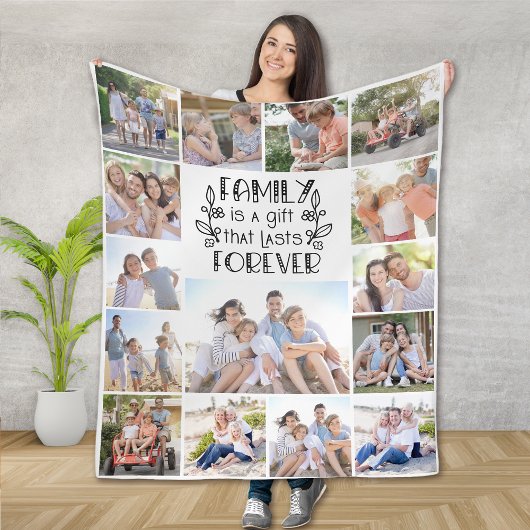 Familie is een Gift 15 Foto Collage Fleece Deken