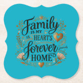 🏡 Familie is het eeuwige thuis van mijn hart Kartonnen Onderzetters (Voorkant)