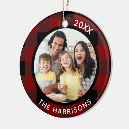 FAMILIE IS LOVE (op de achterzijde) Rood & zwart,  Keramisch Ornament (Links)