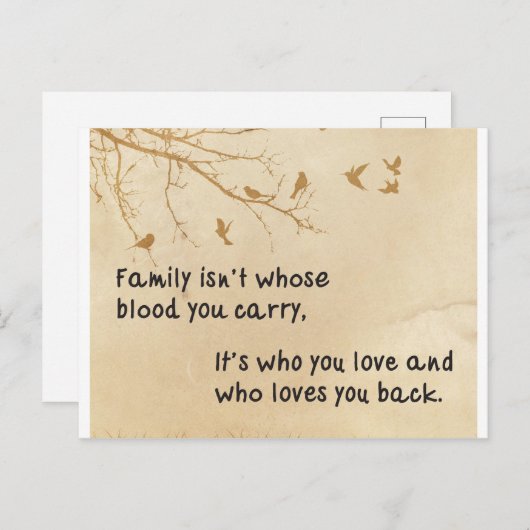 Familie is niet altijd bloed - focus op liefde briefkaart (Voorkant / Achterkant)