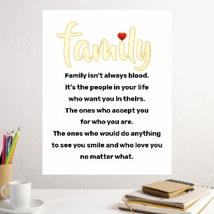 Familie is niet altijd een bloedcitaat typografie  folie afdrukken