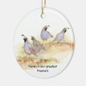 Familie is onze grootste schat, California Quail Keramisch Ornament (Links)