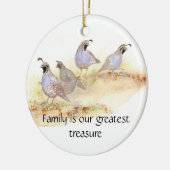 Familie is onze grootste schat, California Quail Keramisch Ornament (Links)