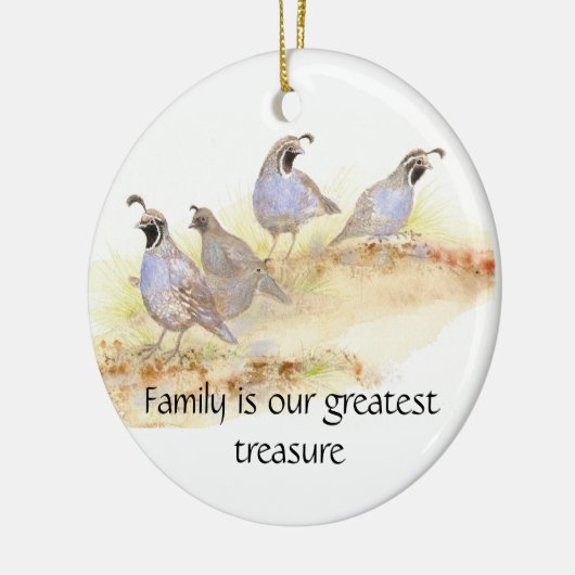 Familie is onze grootste schat, California Quail Keramisch Ornament (Links)