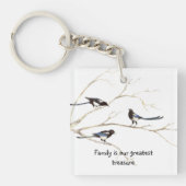 Familie is onze grootste Schat Magpie Vogels Sleutelhanger (voorkant)