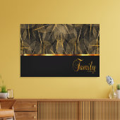Familie is voor altijd op Black en Gold Leaf Veins Canvas Afdruk (Insitu (Woonkamer))