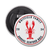 Familie Jaarlijkse Zeevruchten Kook Lobster Aanden Button Flesopener (Voorkant)