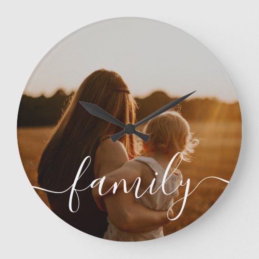 Familie kalligrafie foto grote klok (Voorkant)