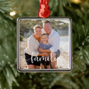 Familie kalligrafie foto metalen ornament
