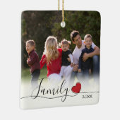 Familie Kalligrafie Hart Foto Kerstmis Keramisch Ornament (Rechts)
