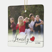 Familie Kalligrafie Hart Foto Kerstmis Keramisch Ornament (Links)