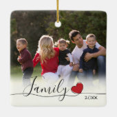 Familie Kalligrafie Hart Foto Kerstmis Keramisch Ornament (Achterkant)