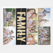 Familie Kalligrafie Typografie Fotocollage Fleece Deken (Voorkant (Horizontaal))