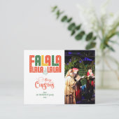 Familie Karaoke Kerk Carols Service Kerstmis Feestdagenkaart (Staand voorkant)