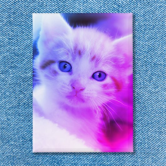 Familie Kat Foto Blauw Roze Ombre Button