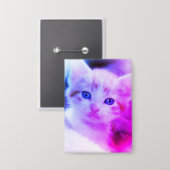 Familie Kat Foto Blauw Roze Ombre Button (Voorkant / Achterkant)