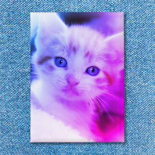 Familie Kat Foto Blauwe Roze Ombre Button
