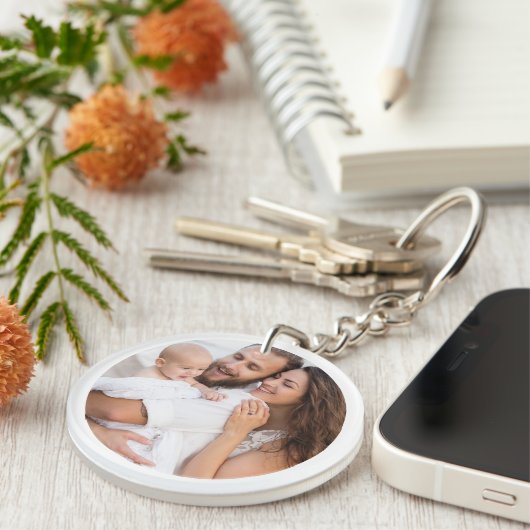 Familie Keepsake Custom Twee Foto Dubbelzijdig Sleutelhanger (Voorkant Rechts)