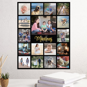 Familie Keepsake Fotocollage Elegant Zwart & Echt Folie Afdrukken