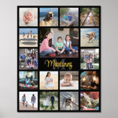 Familie Keepsake Fotocollage Elegant Zwart & Echt Folie Afdrukken (Voorkant)