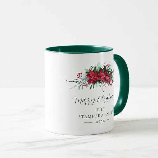 Familie Keepsake Poinsettia Bloemen Kerstmis Custo Mok (Voorkant rechts)