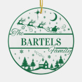 Familie Keepsake Santa met Sleigh Custom Christmas Keramisch Ornament (Voorkant)