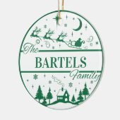 Familie Keepsake Santa met Sleigh Custom Christmas Keramisch Ornament (Links)