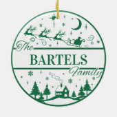 Familie Keepsake Santa met Sleigh Custom Christmas Keramisch Ornament (Achterkant)