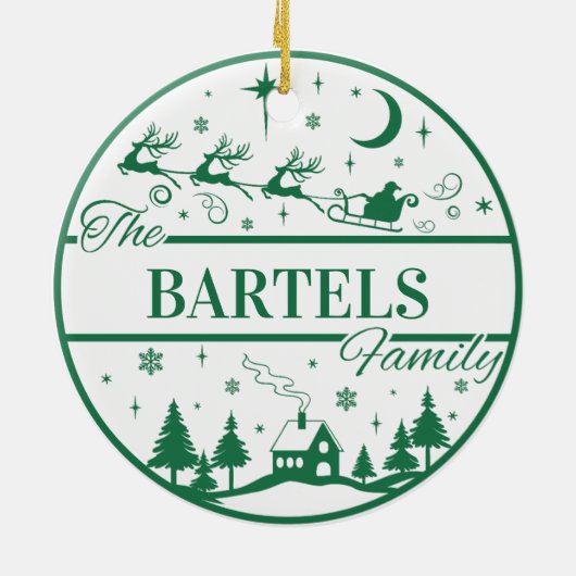 Familie Keepsake Santa met Sleigh Custom Christmas Keramisch Ornament (Achterkant)