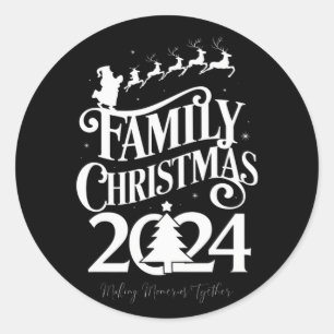 Familie Kerst 2024 Herinneringen Samen Matching Ronde Sticker