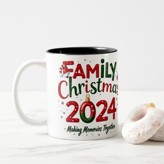 Familie Kerst 2024 Mok samen herinneringen maken (Met donut)