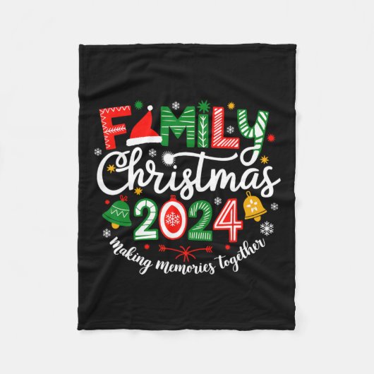 Familie Kerst 2024 Samen Herinneringen Maken Mat Fleece Deken (Voorkant)