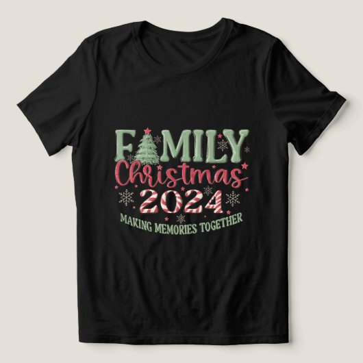 Familie Kerst 2024 Zwart Tri-Blend Shirt (Design voorkant)