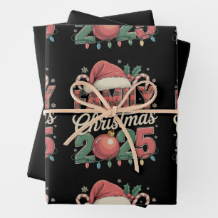 Familie Kerst 2025 Bijpassende Kerst Vakantie Inpakpapier Vel