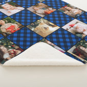 Familie Kerst Custom Blue Plaid Fotocollage Sherpa Deken (3/4)