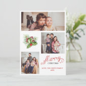 Familie Kerst Drie Foto Collage Vakantie Kaart (Staand voorkant)