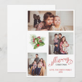 Familie Kerst Drie Foto Collage Vakantie Kaart (Voorkant / Achterkant)