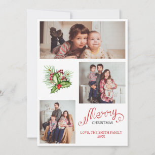 Familie Kerst Drie Foto Collage Vakantie Kaart